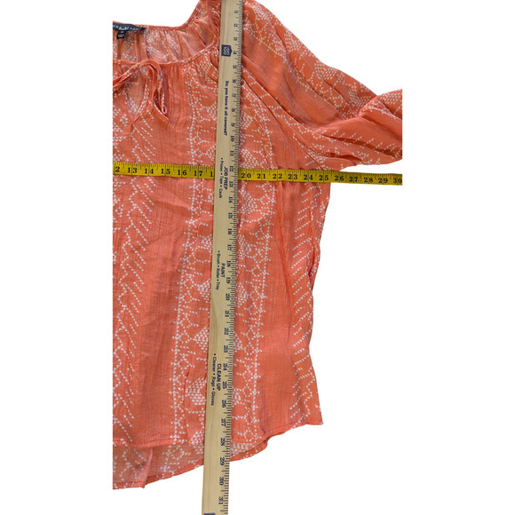 Como Black Women's Breezy Blouse, Peach/White, 3/4 Sleeve, 2X - Picture 3 of 6